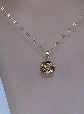 时尚咖色锆石钻球吊坠项链女网红爆款轻奢气质百搭高级感锁骨颈链