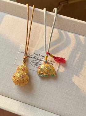 唐彩象小象珐琅吊坠蓝色编绳长款毛衣链项链女轻奢高级感吊坠配饰