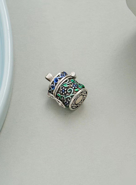 新中式碟恋花嘎乌盒子吊坠女复古做旧diy手工挂件香囊香薰坠子