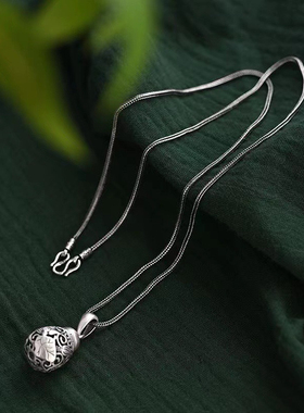 复古福瓜925银镂空随身香薰球香囊吊坠打开佩戴香丸舒缓无火扩香