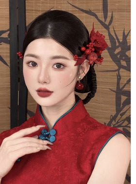 新中式新娘手工仿真花发饰