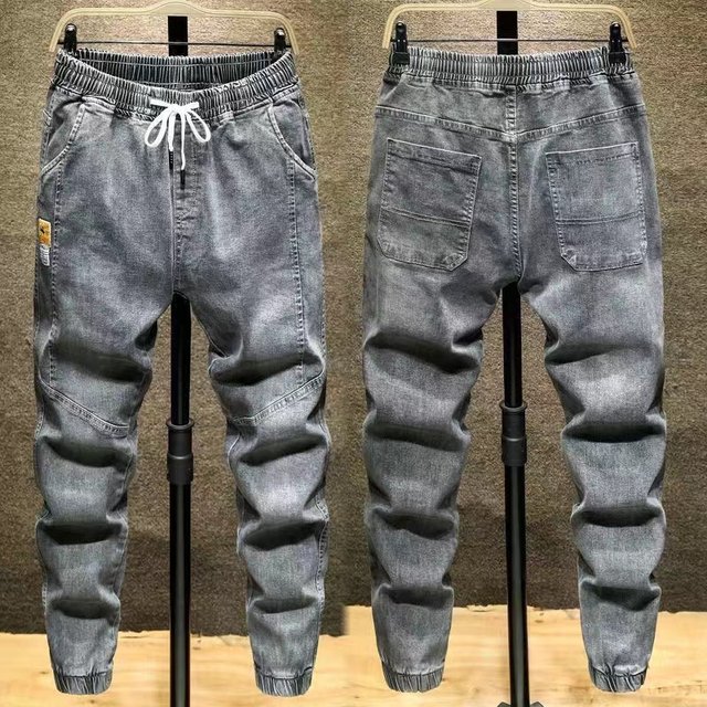 Plastic denim pants boys 2022 spring and summer new beams of tide brand all -match work, Haron nine -point casual pants