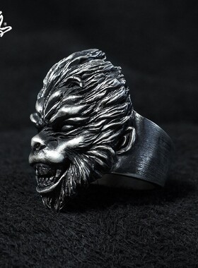 A鸦原创齐天大圣斗战圣佛西游记孙悟空大圣归来925纯银男女戒指环