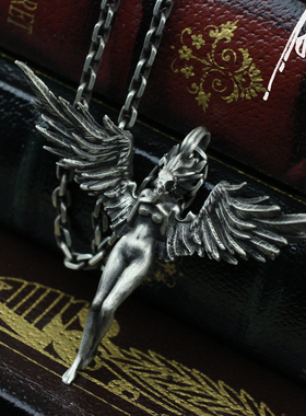 A鸦原创设计手工定做新品飞天女巫乌鸦女神男士925银饰吊坠项链