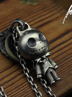 原创手工复古纯银项链吊坠呆萌