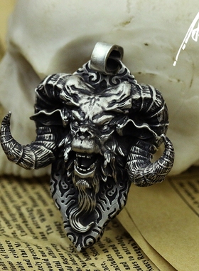 原创图腾撒旦纯银男女款项链吊坠