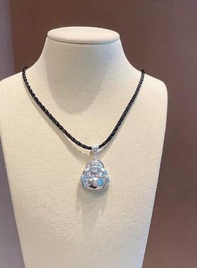 足银999笑口常开大肚佛吊坠复古民族风传统亮面款镜面佛纯银吊坠