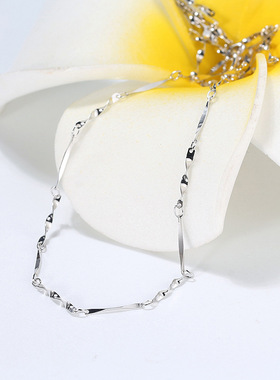 配链DIY s925纯银项链 1.0mm车扭片链 素链 配链 Twisted Link