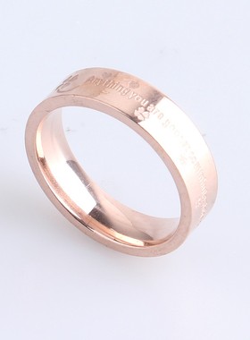 玫瑰金ins日韩风情侣钛钢戒指