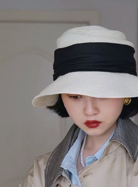 自制日系文艺纸草天然女渔夫帽