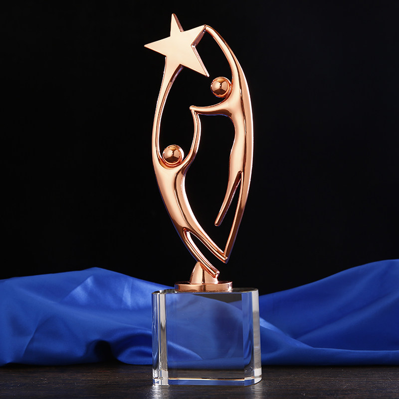 双人举星金属水晶奖杯啦啦队双人舞合作共赢颁奖礼品活动颁奖奖杯,淘宝优惠券,粉丝福利购,淘宝优惠卷