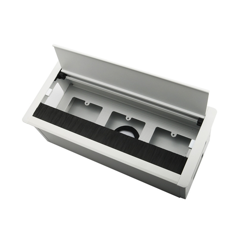 桌面铝合金毛刷穿线盒办公桌隐藏嵌入式86插座面板专用线孔盖方形 - 图1