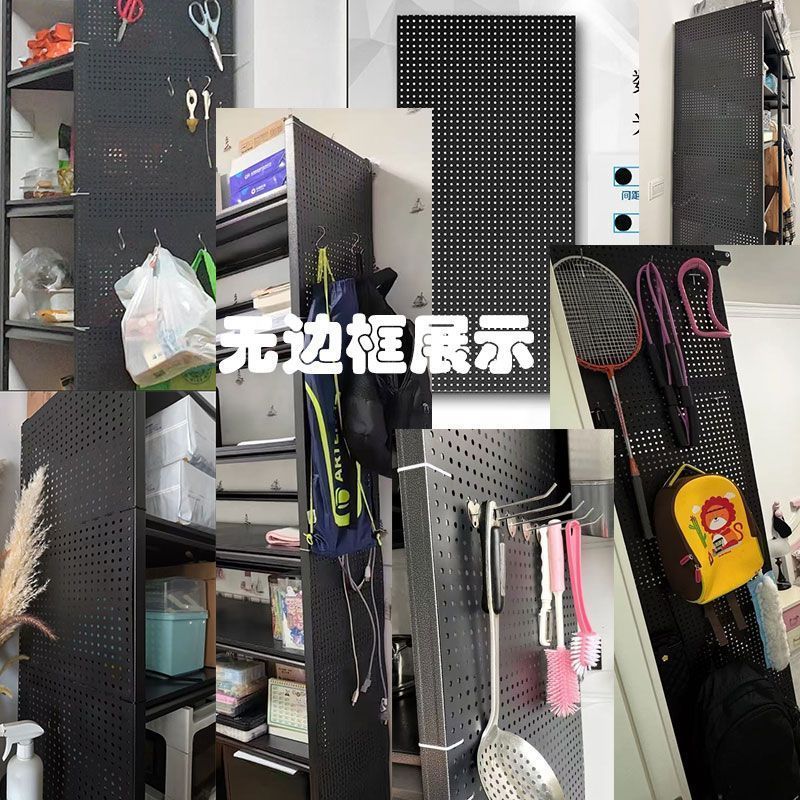 Metal frameless perforated wall shelf