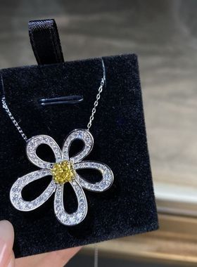 S925纯银冰花切项链女太阳花花朵花瓣吊坠雷迪恩切冰花项链锁骨链