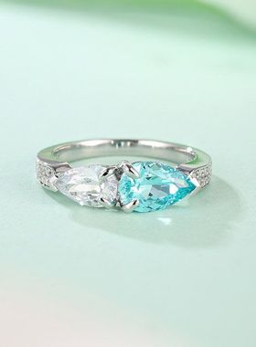 925银镶首饰培育帕拉伊巴戒指戒子日常百搭款梧州人造宝石厂家