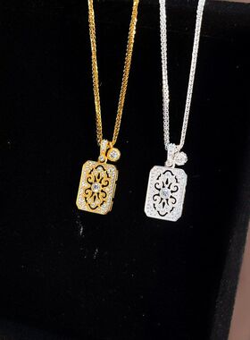 s925纯银满钻无事牌项链女2025新款轻奢小众高级感气质新中式热销