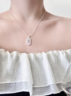 丽银小众高级感银色项链新款丽贝丽影古法算盘复古百搭锁骨链