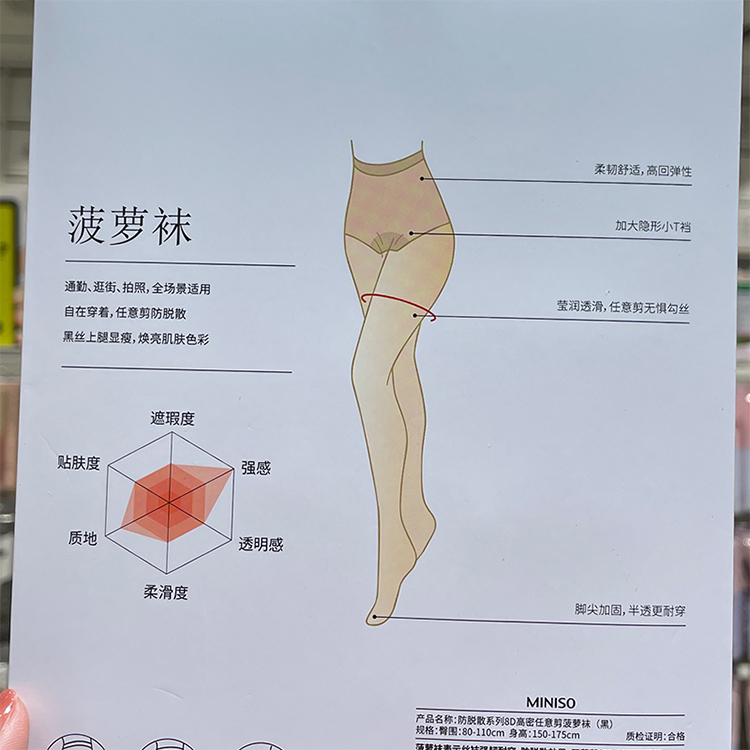 MINISO名创优品丝袜防脱散8D高密任意剪菠萝袜黑色女黑丝打底裤袜 - 图3