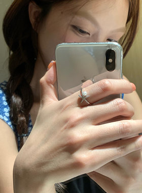 海边度假风海星珍珠开口戒指女