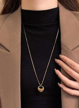 金色圆环水滴吊坠长款项链女配饰