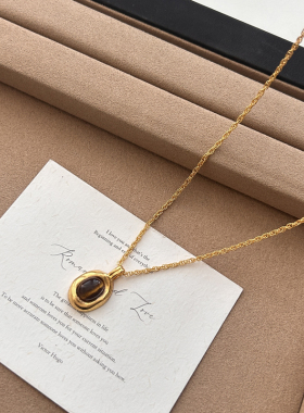 美拉德虎眼石串珠项链女毛衣链