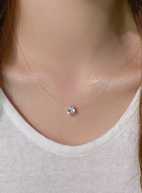 透明鱼线锆石项链女锁骨链配饰