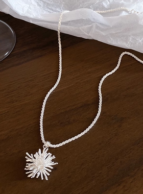 璀璨烟花~银色烟花吊坠项链女