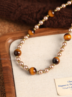 秋冬美拉德虎眼石串珠项链女配饰