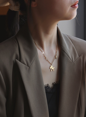 秋冬网红爆款马上有钱钛钢项链女2024新款小众轻奢气质毛衣链配饰