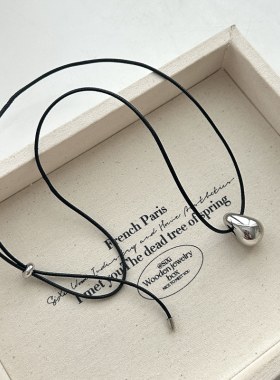 极简冷淡风金属光面水滴项链女