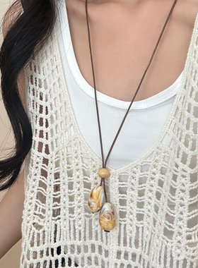 复古民族风抽拉绳长款项链女配饰