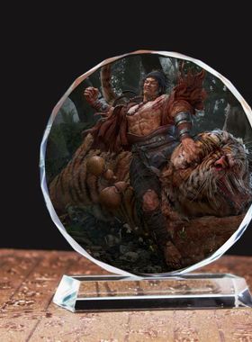 四大名著武松打虎画像水晶摆件