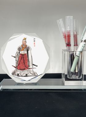 历史人物诸葛亮刘备水晶模型摆件