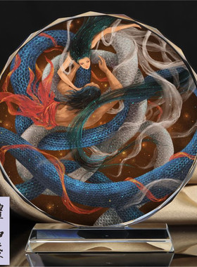 三皇五帝画像镇宅人物水晶摆件