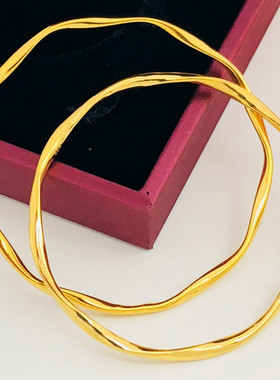 沙金手镯莫比乌斯环素圈潮流手环