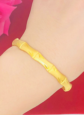 富贵竹手镯沙金古法竹节女铜镀金