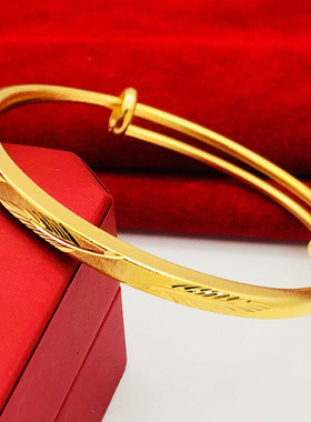 时尚女沙金铜镀金加厚花朵手镯