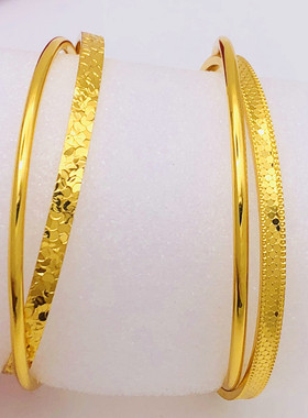 双圈手镯爆闪女铜镀金碎冰纹龙鳞