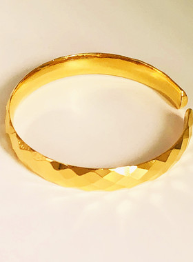 水立方手镯沙金铜镀金多切面开口