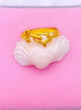 久不掉色欧币风金首饰活口戒指