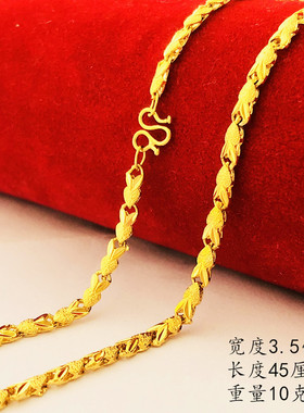 小鱼四叶草项链倒模锁骨链沙金女