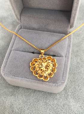 韩版仿黄金爱心锁骨不掉色项链