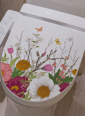 美化马桶贴浪漫鲜花防水装饰贴纸马桶盖自粘可移除坐便盖遮丑贴画