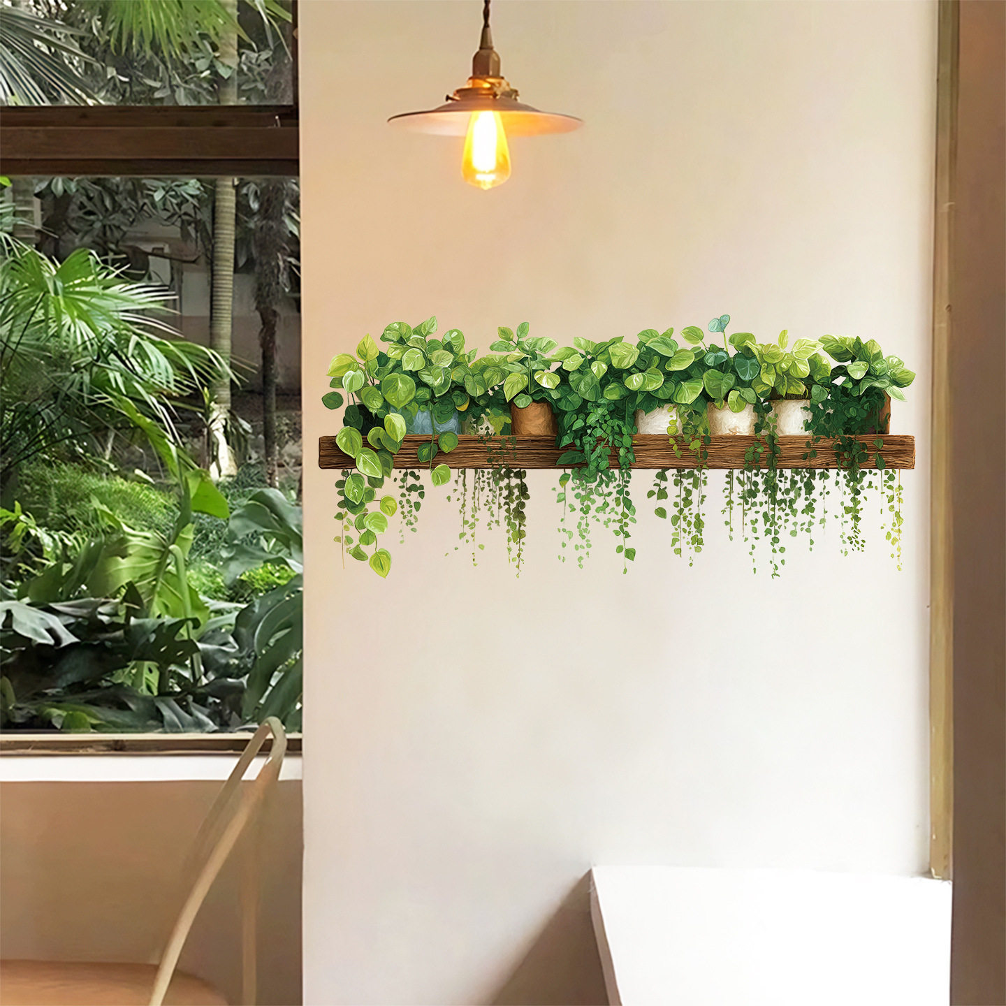 新款绿植绿萝吊蓝墙贴卧室客厅墙面美化装饰墙贴纸遮丑补洞踢脚线,淘宝优惠券,粉丝福利购,淘宝优惠卷