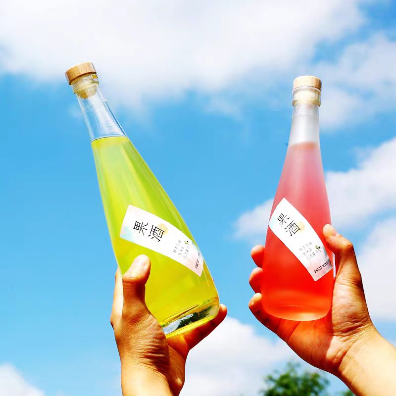 自酿玻璃果酒瓶一斤装米酒葡萄酒青梅酒瓶分装瓶磨砂透明密封空瓶 - 图2