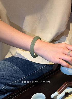无注胶无染色天然东陵玉手镯女款