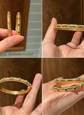 复古拉丝手镯贵气金色高级感手环