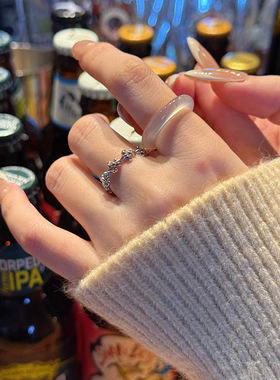 925银鸢尾花k罗心戒指高级感简约