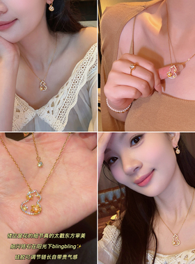 国风镂空葫芦秋日桂花窗花项链女