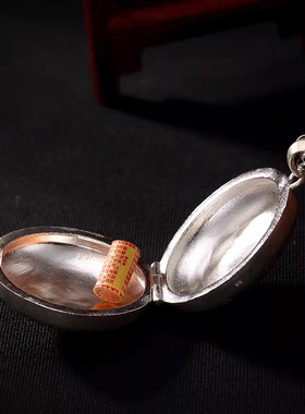 纯银嘎乌盒护身符项链空心吊坠